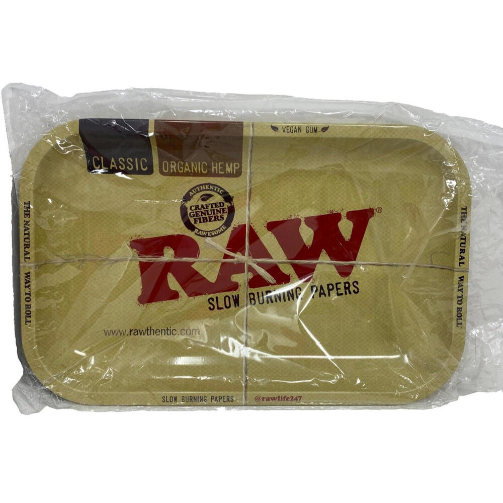 RAW Rolling Tray 11 x 7" Slow Burning Papers with rawthenticity paper